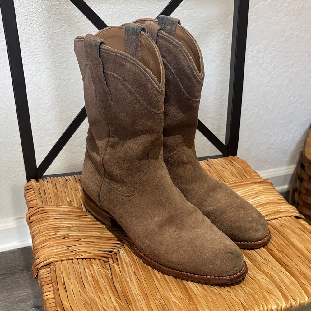 Men's Brown-Grey Suede Western Boots